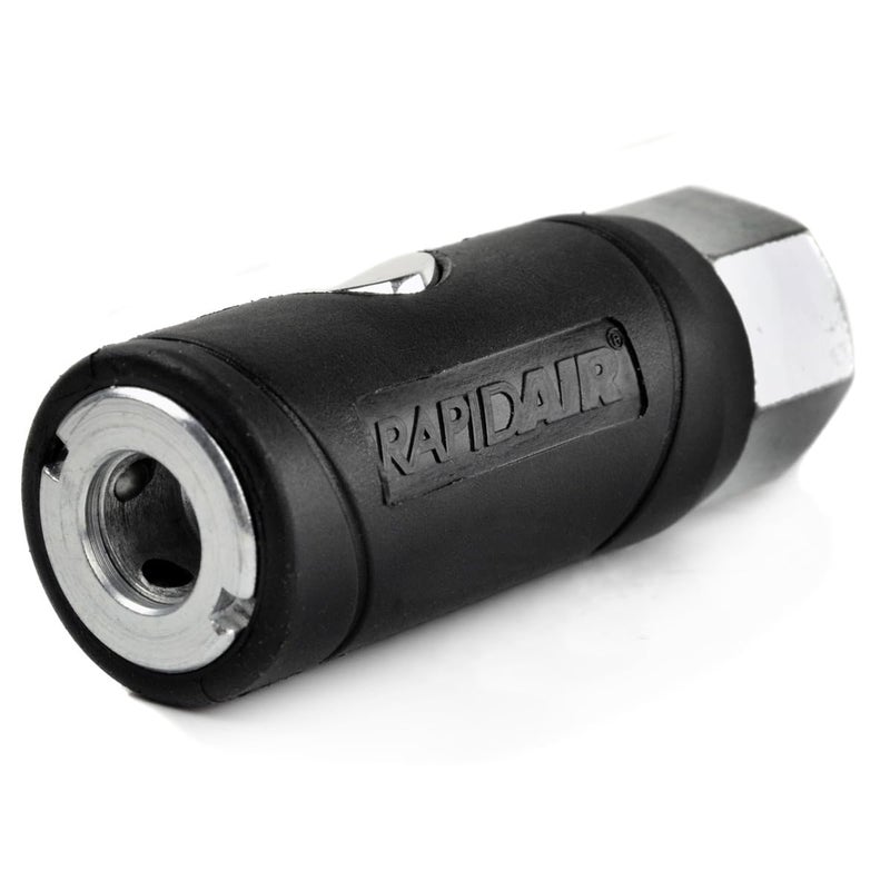 Rapidair 5 Pack 1/4" FNPT Safety Couplers Industrial Style Air Plug Push Button Release - Image 3